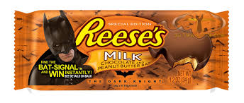 Special Edition Reese's Milk Chocolate Peanut Butter Bat wrapper tied to Warner Bros. The Dark Knight.